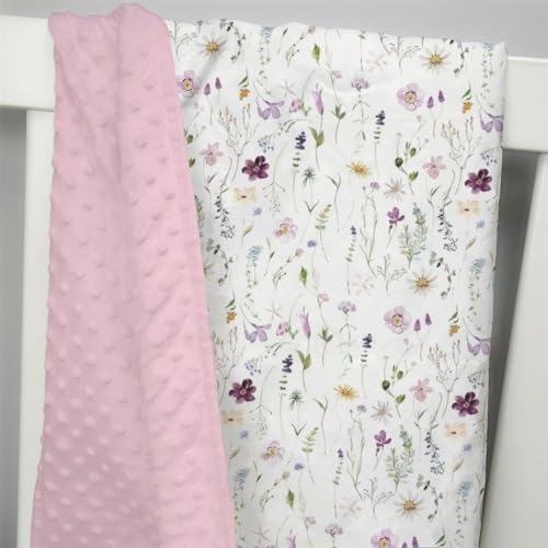Mink Baby Blanket Pink Purple Floral - 30 x 40 Inches