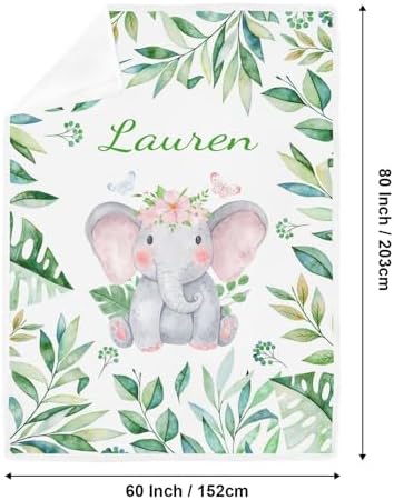 Deven Green Leaves Elephant Cooling Blanket for Toddler Customized 30x40 Inch