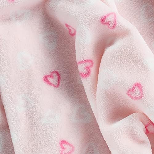 CREVENT 30 x 40 Cozy Plush Fluffy Warm Fleece Blanket - Pink Heart