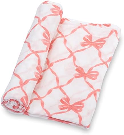 LollyBanks Pink Bow Swaddle Blanket for Girls
