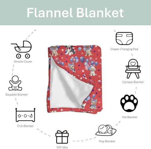 Patriotic Dogs Stars Balloon Baby Blanket