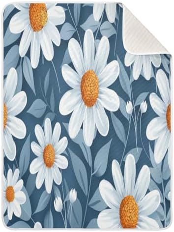 Soft Baby Blanket for Boys Girls 30x40 Inch Blue-White
