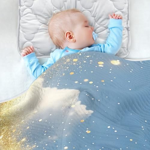 Wassud Golden Glitter and Clouds Baby Blanket 30x40