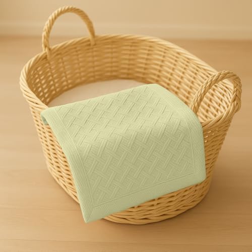 LullabyMall Knit Baby Blanket Cream 20x30 1