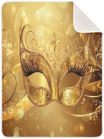 Burbuja Mardi Gras Gold Mask Baby Blanket 30x40