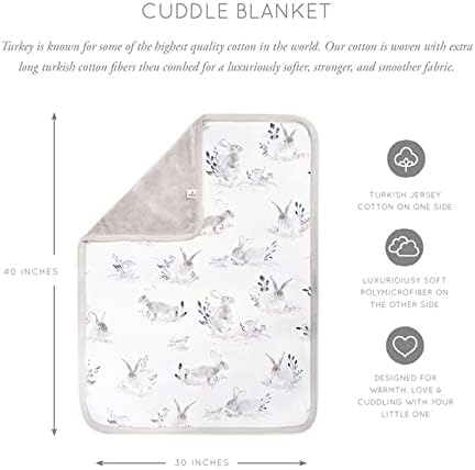 Oilo Cottontail Bunny Baby Blanket 30x40 Turkish Cotton Plush Chenille