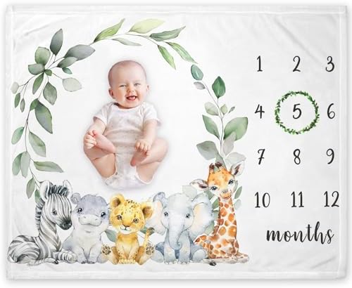 Yuzioey Jungle Safari Growth Tracking Blanket