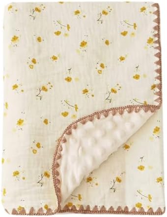 Gunnaicat Baby Soft Muslin Blanket 40x40 Yellow Floral