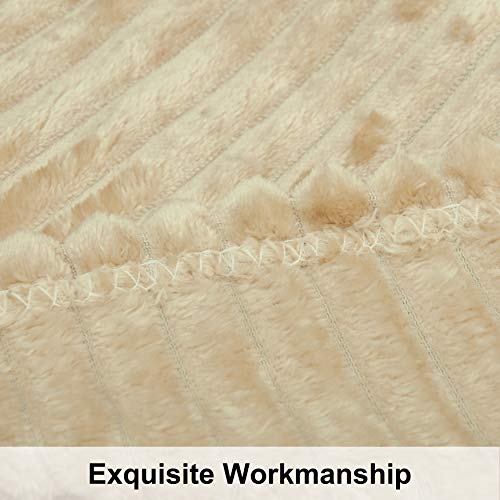 NTBAY Flannel Fuzzy Toddler Blanket Reversible Stripes 30x40 Inches Khaki
