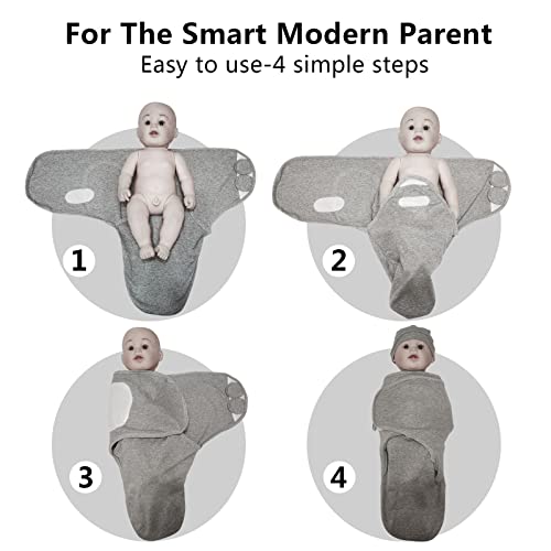 3-Pack Organic Baby Swaddle Sleep Sacks - Newborn 0-3 Months Grey
