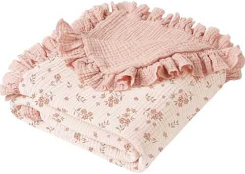 Konssy Flounce Muslin Baby Blanket - Blossom Design 1
