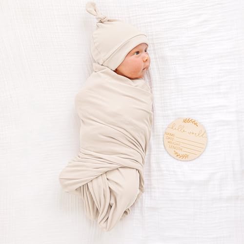 Konssy Baby Girl Swaddle Blanket Set with Headband and Beanie 1