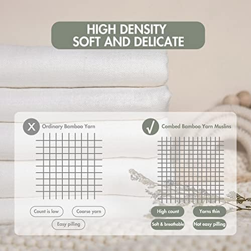 GLLQUEN BABY 6-Pack Swaddle Blankets - Soft Breathable