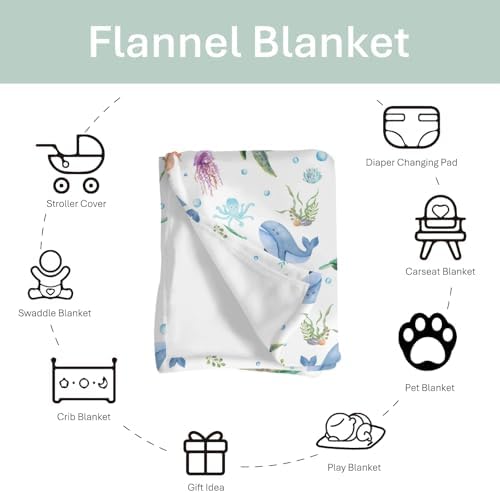 Boho Sea Animals Baby Blanket - Flannel 30x40inch