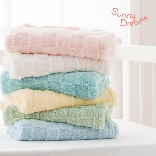 Checkered Double-Sided Fleece Baby Blanket - Blue 30x40 Inches