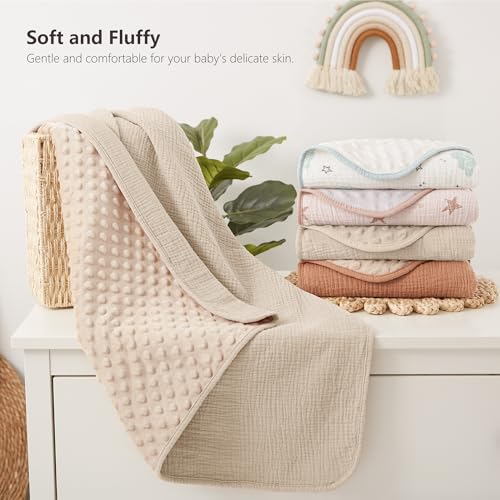 Susurration Baby Blanket Soft Minky with Muslin Front Dotted Fleece Back