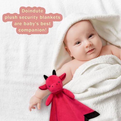 Doindute Baby Red Dragon Security Blanket - 14 Inches Dinosaur Plush Lovey