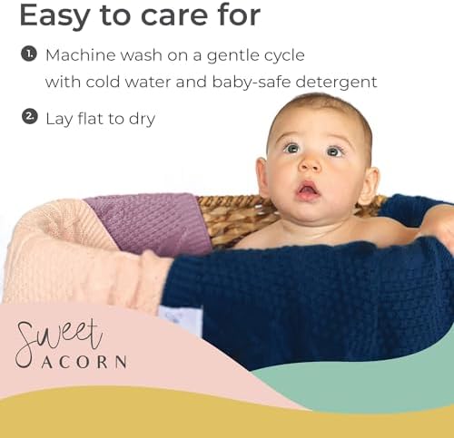 Sweet Acorn Lilac Purple Cable Knit Baby Blanket