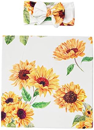 Galabloomer Sunflower Baby Swaddle Headband Set