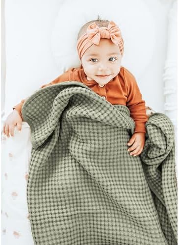 Konssy Waffle Baby Blanket - Soft Cozy Lightweight Swaddle for Boys Girls