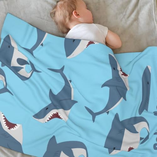KILOWR Personalized Blue Shark Baby Blanket 30x40 Inches 1