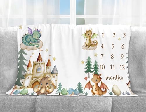 Yuzioey Boy Dragon Growth Tracking Blanket 50x40
