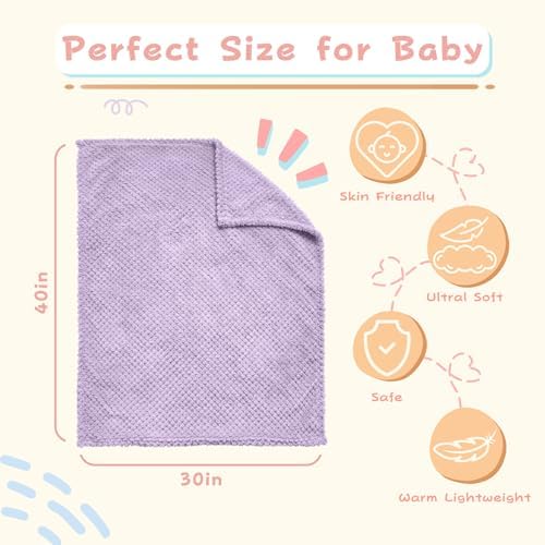 KENPERRY Ultra Soft Fleece Baby Blanket Purple 30 X 40