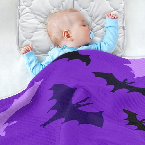Burbuja Purple Black Bats Baby Blanket 30x40