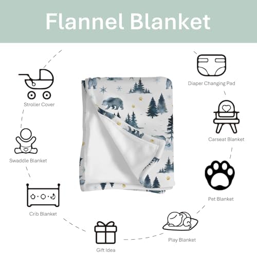 Soft Flannel Bear Baby Blanket for Infant Toddler