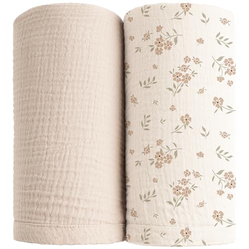 Konssy Muslin Swaddle Blanket 2 Pack for Newborn