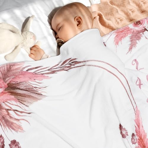 Floral Boho Baby Monthly Milestone Blanket 40 X 50