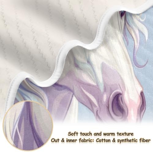 Unisex Baby Blanket with Unicorn Print 30x40 Inches