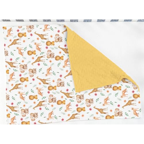 Soft Mink Dotted Baby Blanket with Safari Animals Print