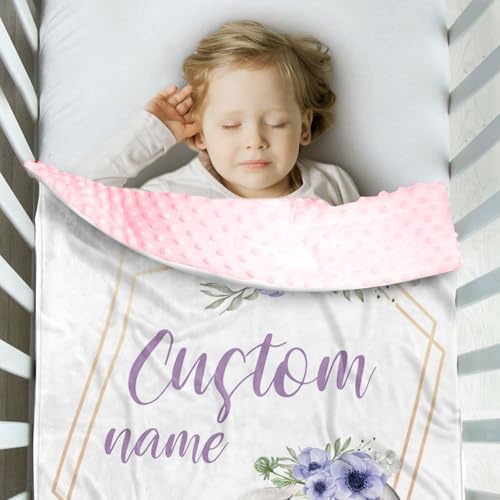 YISMEET Personalized Baby Blanket with Name Elephant Theme