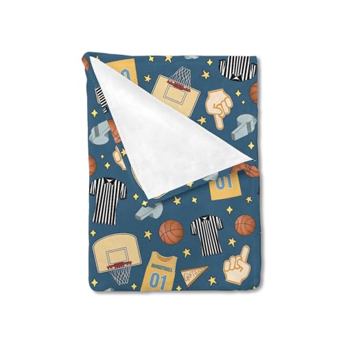 Ultra Soft Flannel Basketball Blanket for Kids and Babies