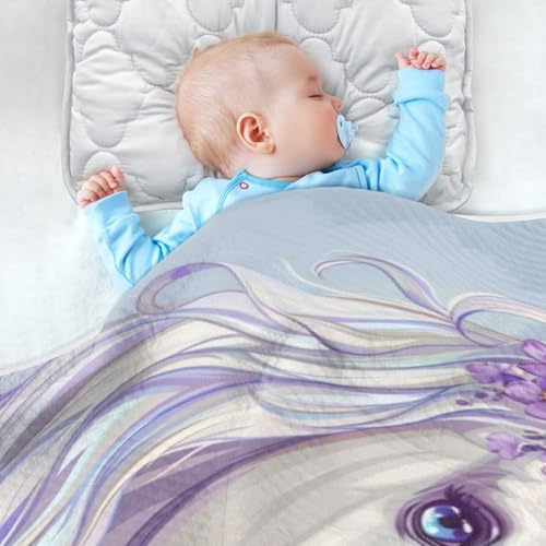 Unisex Baby Blanket with Unicorn Print 30x40 Inches