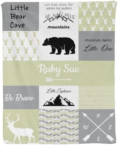 Personalized Baby Blanket for Girls with Name - Yellow Woodland Design