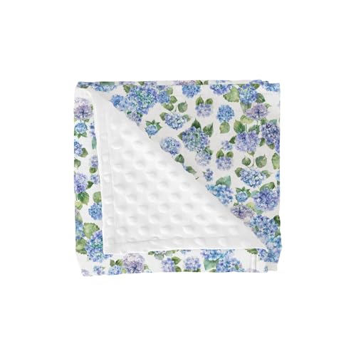 Blue Hydrangea Floral Baby Blanket with Dotted Backing