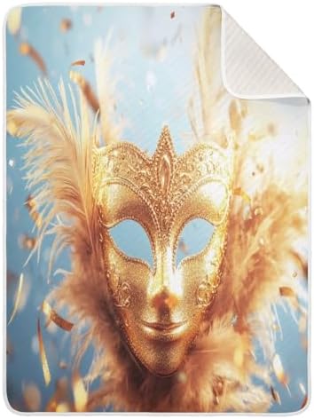 Burbuja Mardi Gras Gold Mask Baby Blanket for Boys Girls
