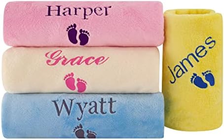 Personalized Passion Baby Blanket - Custom Name and Feet Design 28x40 Cream