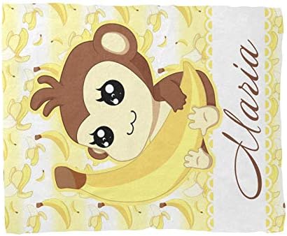 Personalized Monkey Banana Baby Blanket with Name