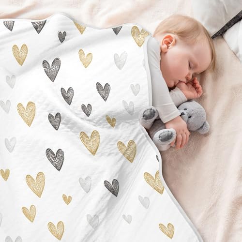 Wassud Doodle Hearts Baby Blanket 30 x 40 Inch