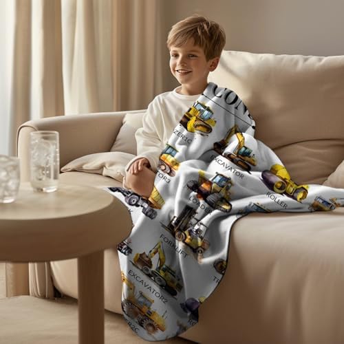 Truck Construction Equipment Flannel Blanket for Kids