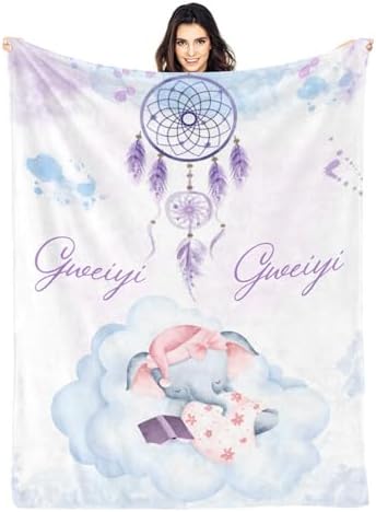 Personalized Baby Elephant Blanket 40x50 Inches for Boys Girls