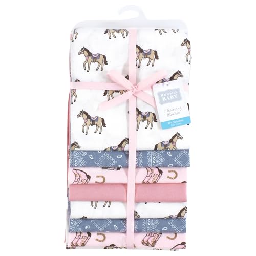 Hudson Baby Unisex Flannel Receiving Blankets 7-Pack Bundle Cowgirl