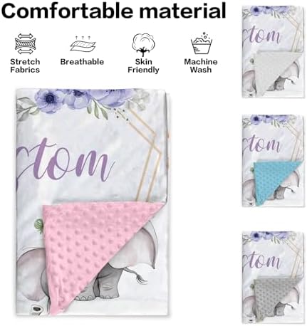 YISMEET Personalized Baby Blanket with Name Elephant Theme