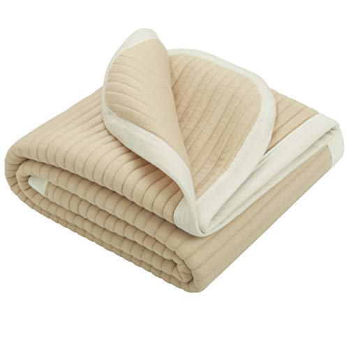 NTBAY Jersey Cotton Quilted Toddler Blanket - Camel Stripe 30x40 Inches