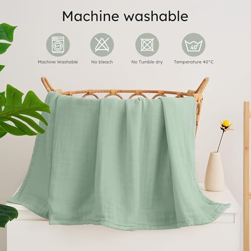 Yoofoss Organic Muslin Swaddle Blanket 47x47 Inches Soft Breathable for Babies