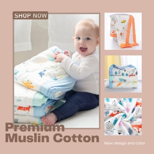 Jay Ava 42 x 42 4-Layer Muslin Blanket for Baby