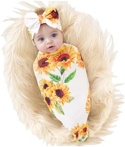 Galabloomer Sunflower Baby Swaddle Headband Set